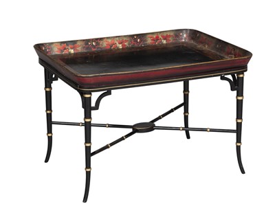 Lot 212 - Papier Maché Painted Tray Top on Later Stand