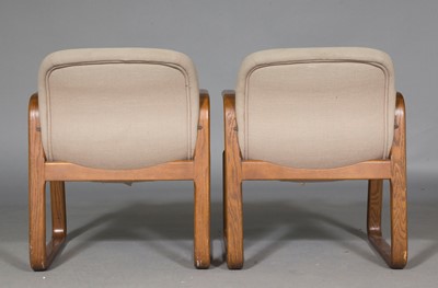 Lot 585 - Pair of Kimball Upholstered Oak Model 530 Armchairs