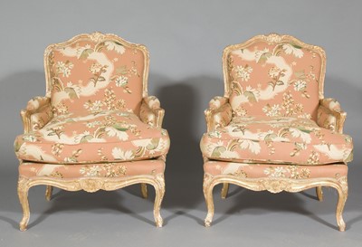 Lot 377 - Pair of Louis XV Style Giltwood Bergéres