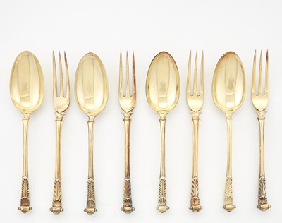 Lot 31 - Assembled English Sterling Silver-Gilt Dessert Service