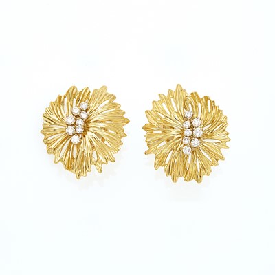Lot 2037 - Dankner Pair of Gold and Diamond Earrings