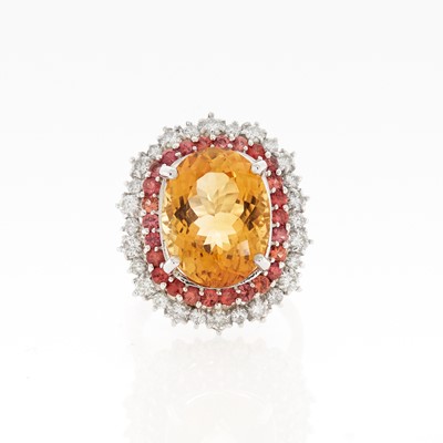 Lot 2180 - White Gold, Citrine, Pink Sapphire and Diamond Ring