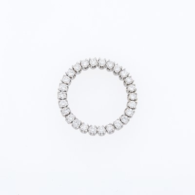 Lot 1195 - White Gold and Diamond Circle Pendant-Pin