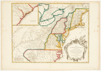 Lot 57 - A French and Indian War era map with colonial borders delineated