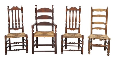 Lot 154 - Two William and Mary Rush Seat Chairs