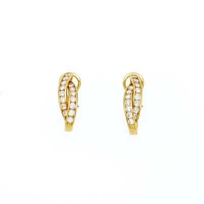 Lot 2070 - Pair of Gold and Diamond Hoop Earrings