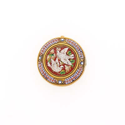 Lot 2126 - Antique Gold and Micromosaic Pendant-Brooch