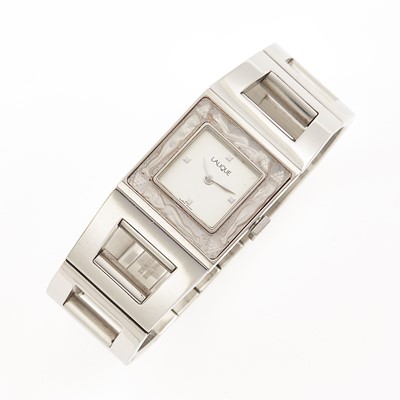 Lot 2182 - Lalique Stainless Steel and Glass Wristwatch