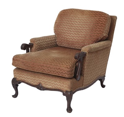Lot 316 - Victorian Style Upholstered Mahogany Library Armchair