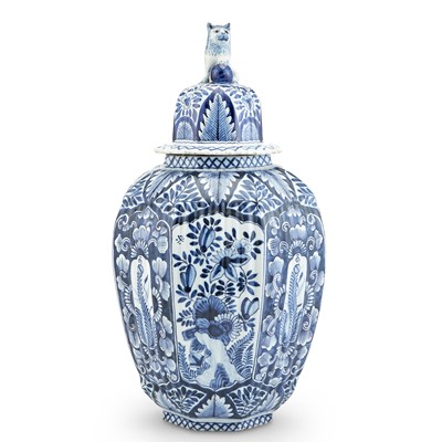 Lot 302 - Dutch Delft Blue and White Baluster Vase and Cover