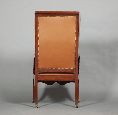 Lot 305 - North European Leather Upholstered Mahogany Wing Chair
