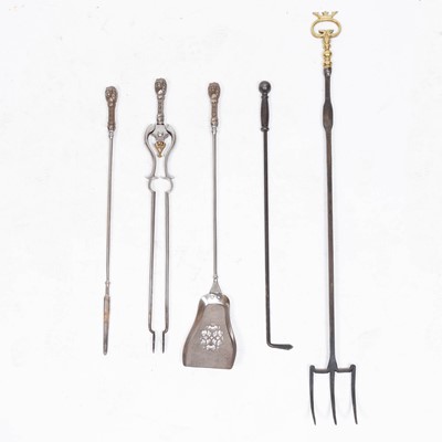 Lot 308 - Group of Brass and Metal Fireplace Equipment