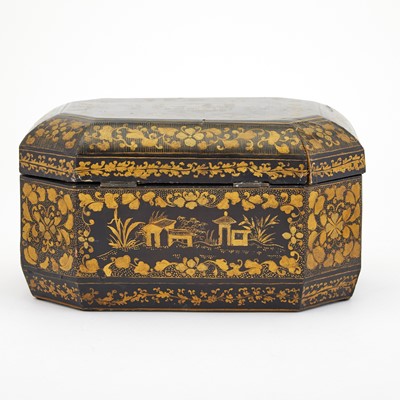 Lot 313 - Chinese Gilt Decorated Black Lacquer Box