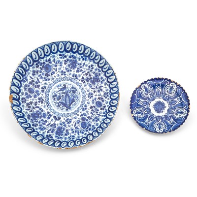 Lot 314 - Dutch Delft Blue and White Floral and Bird Decorated Deep Dish