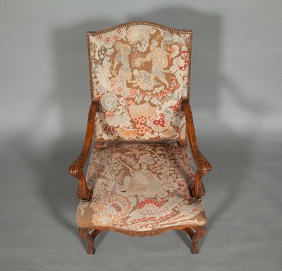 Lot 298 - Louis XIV/XVI Regence Style Needlepoint Upholstered Beechwood Fauteuil