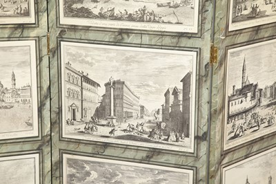 Lot 299 - Faux Marble Painted Wood Three-Fold Floor Screen