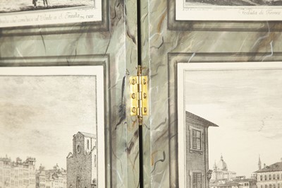 Lot 299 - Faux Marble Painted Wood Three-Fold Floor Screen