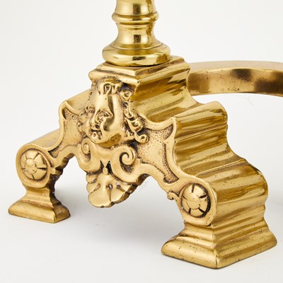 Lot 295 - Pair of Baroque Style Brass Andirons
