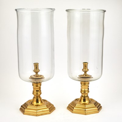 Lot 294 - Pair of Brass and Glass Photophores