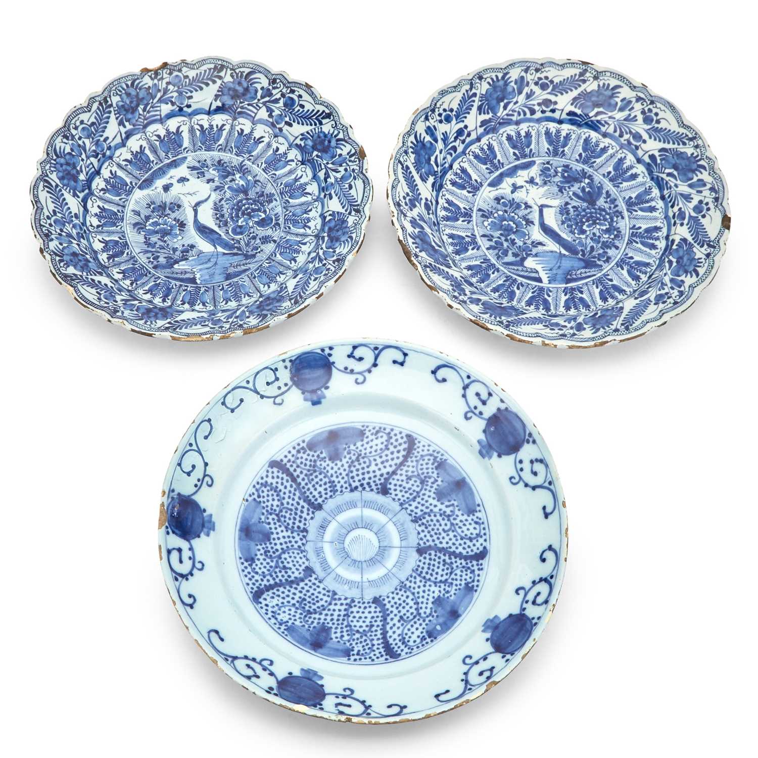 Lot 380 - Pair of Dutch Delft Blue and White Chargers