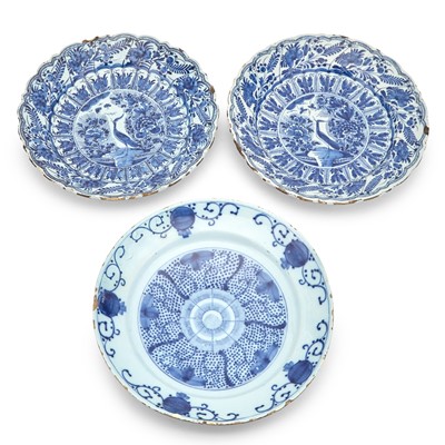 Lot 380 - Pair of Dutch Delft Blue and White Chargers