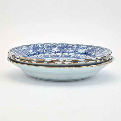 Lot 380 - Pair of Dutch Delft Blue and White Chargers