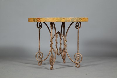 Lot 383 - Parish Hadley Faux Stone and Gilt-Metal Occasional Table