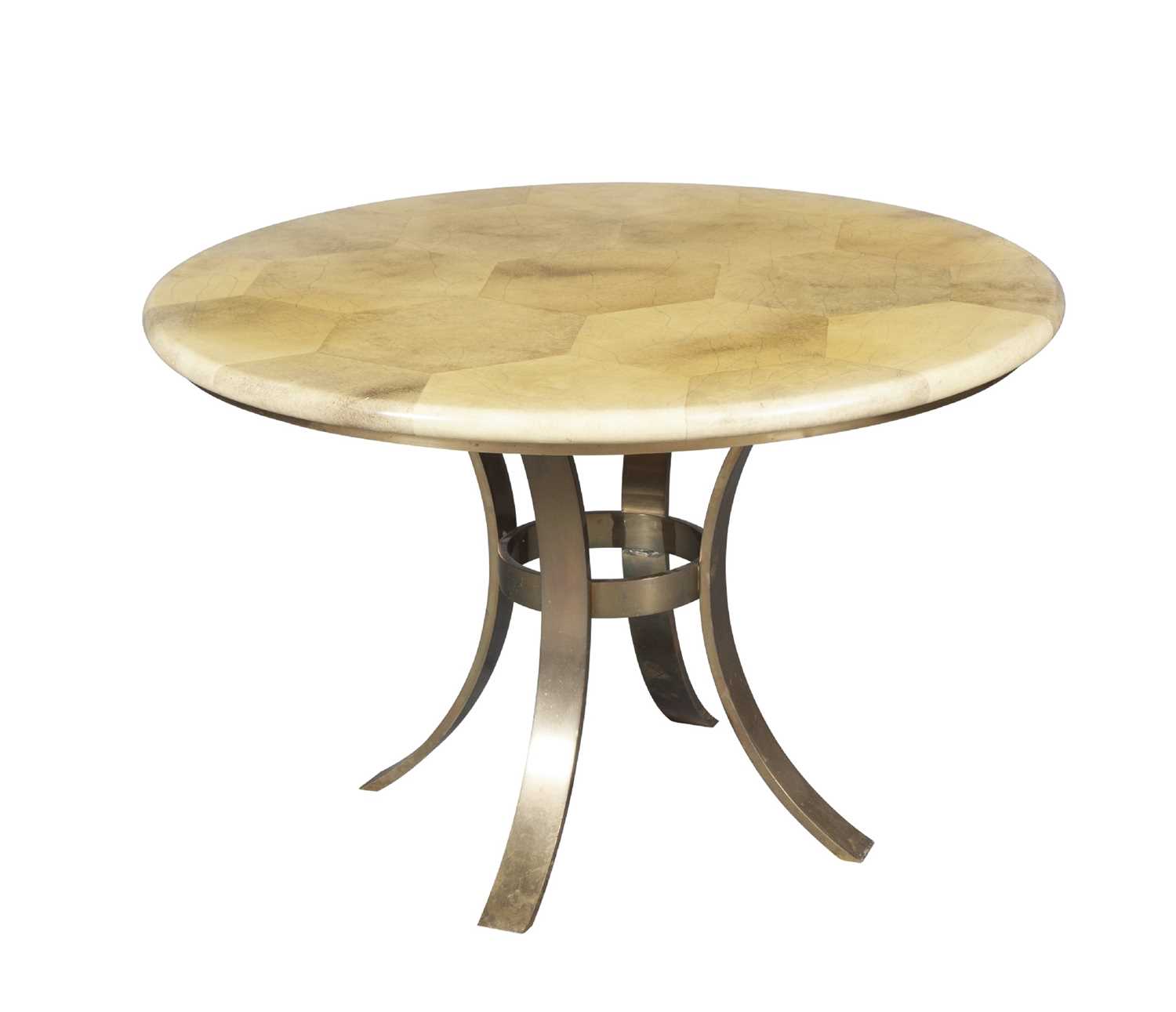 Lot 332 - Parish Hadley Lacquered Vellum and Brass Dining Table