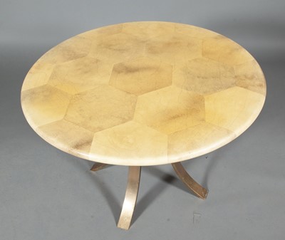Lot 332 - Parish Hadley Lacquered Vellum and Brass Dining Table