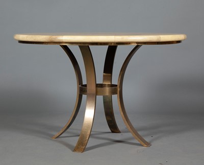 Lot 332 - Parish Hadley Lacquered Vellum and Brass Dining Table