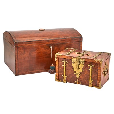 Lot 344 - Brass Mounted Wood Covered Box
