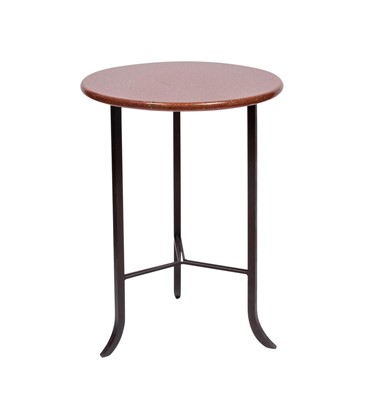 Lot 347 - Cedric Hartman Style Faux Marble and Patinated Metal Occasional Table
