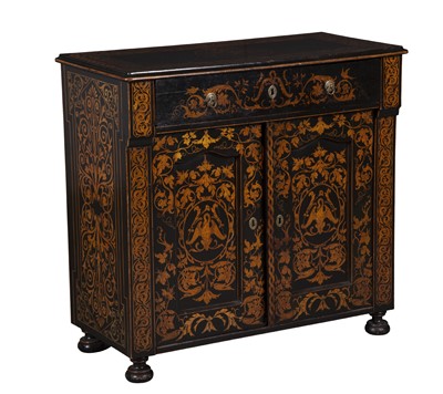 Lot 244 - Northern European Faux Marquetry Painted Side Cabinet