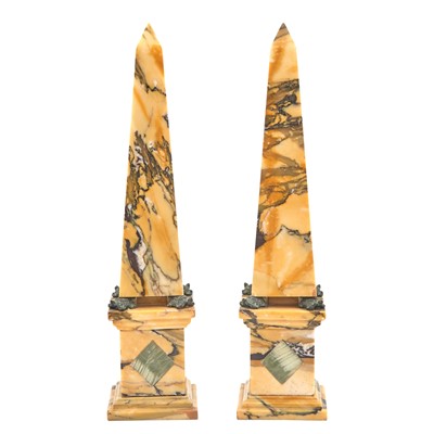 Lot 375 - Pair of Marble Obelisks