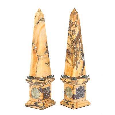 Lot 375 - Pair of Marble Obelisks