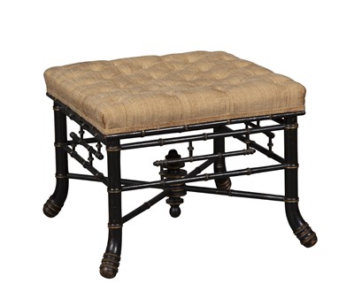 Lot 356 - Aesthetic Movement Ebonized Faux Bamboo Stool