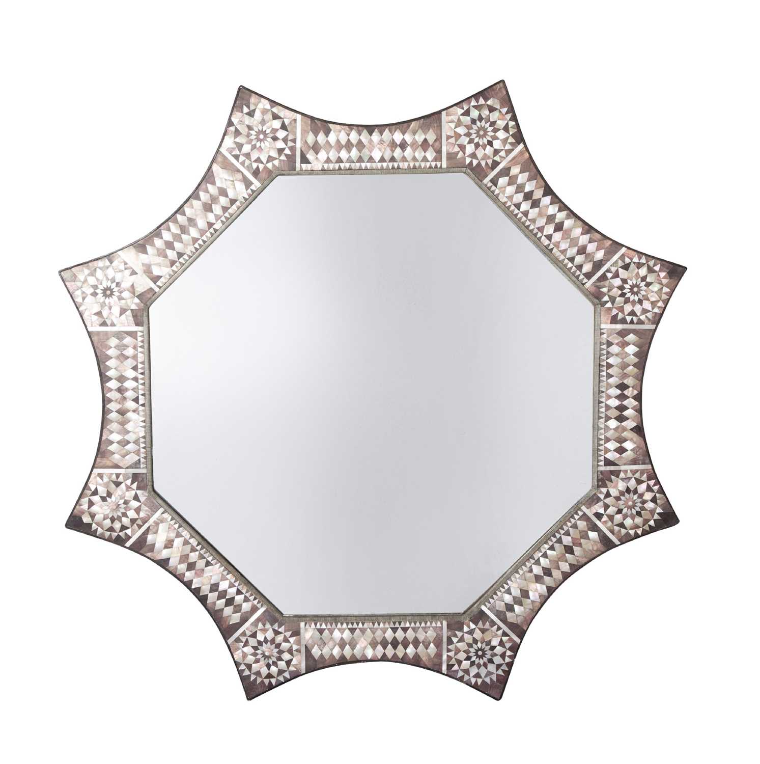 Lot 373 - Mother of Pearl Inlaid Star-Form Mirror