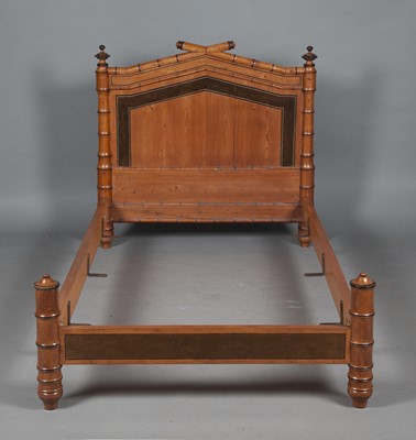 Lot 370 - Pair of Faux Bamboo Twin Bedsteads