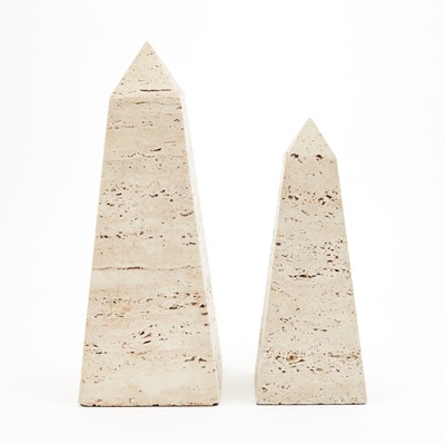 Lot 358 - Travertine Obelisk; Together with a Smaller Obelisk