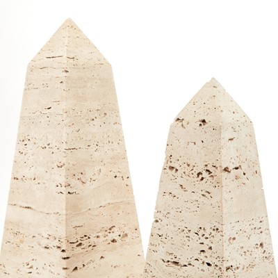 Lot 358 - Travertine Obelisk; Together with a Smaller Obelisk
