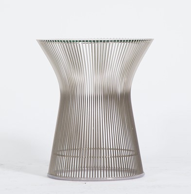 Lot 581 - Warren Platner Chromed Metal and Glass Side Table