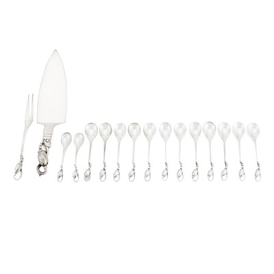 Lot 265 - Set of Twelve Georg Jensen  "Blossom"  Pattern Demitasse Spoons