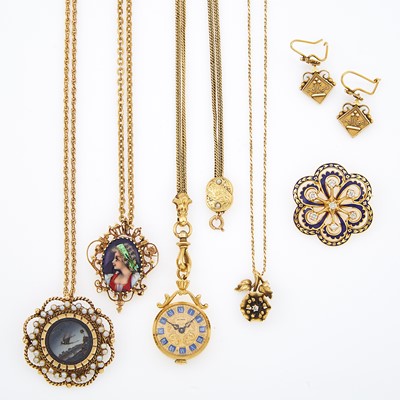 Lot 2120 - Group of Gold, Enamel, Gem-Set and Diamond Jewelry