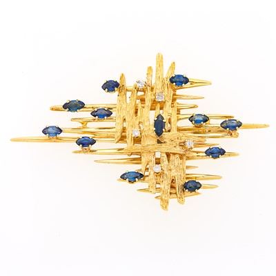 Lot 2164 - Gold, Sapphire and Diamond Brooch