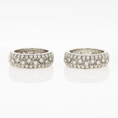 Lot 2191 - Pair of Platinum and Diamond Band Rings
