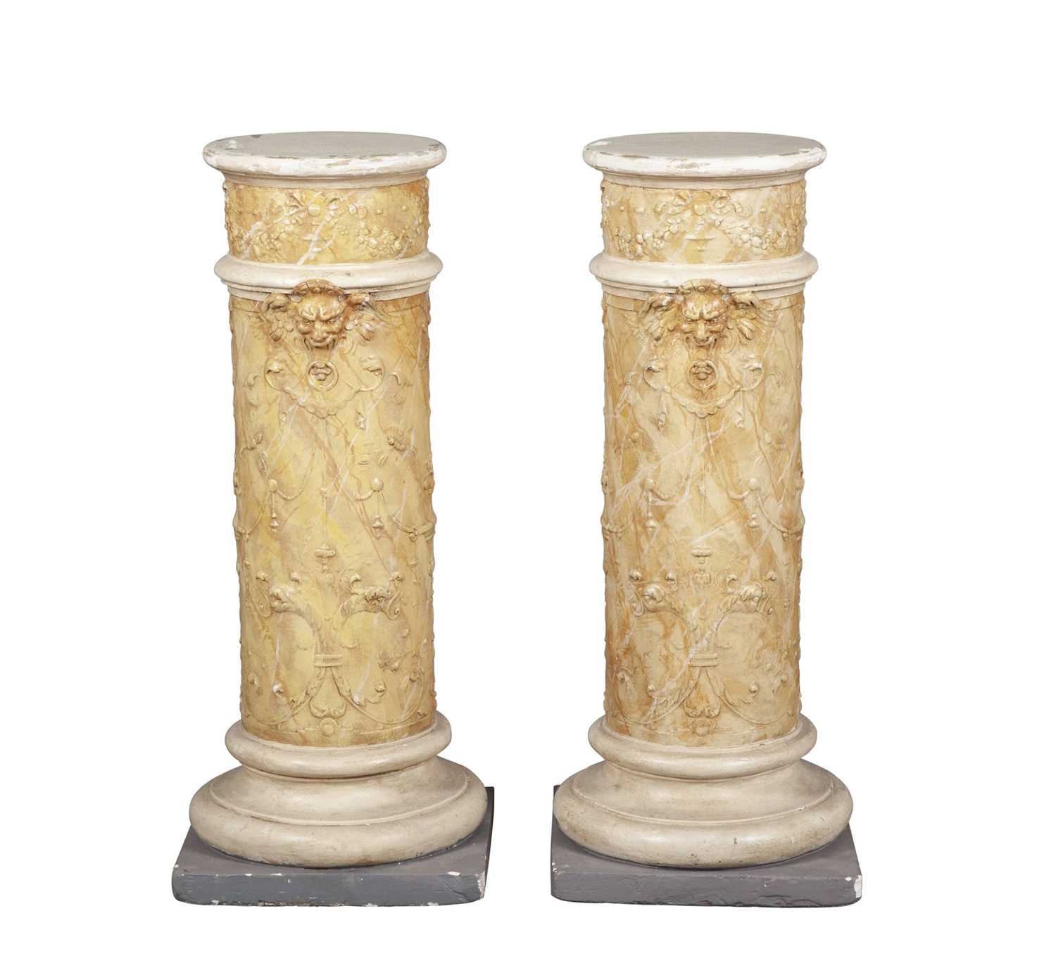 Lot 330 - Pair of Faux Marble Painted Pedestals