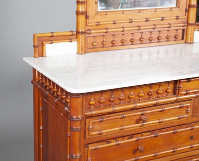 Lot 347 - Faux Bamboo Marble Top Chest of Drawers