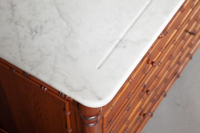 Lot 347 - Faux Bamboo Marble Top Chest of Drawers