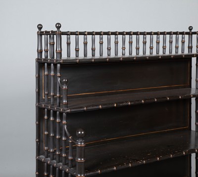 Lot 348 - Black Painted Faux Bamboo Etagere