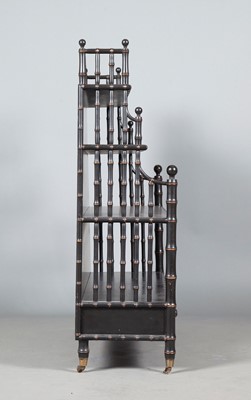 Lot 348 - Black Painted Faux Bamboo Etagere